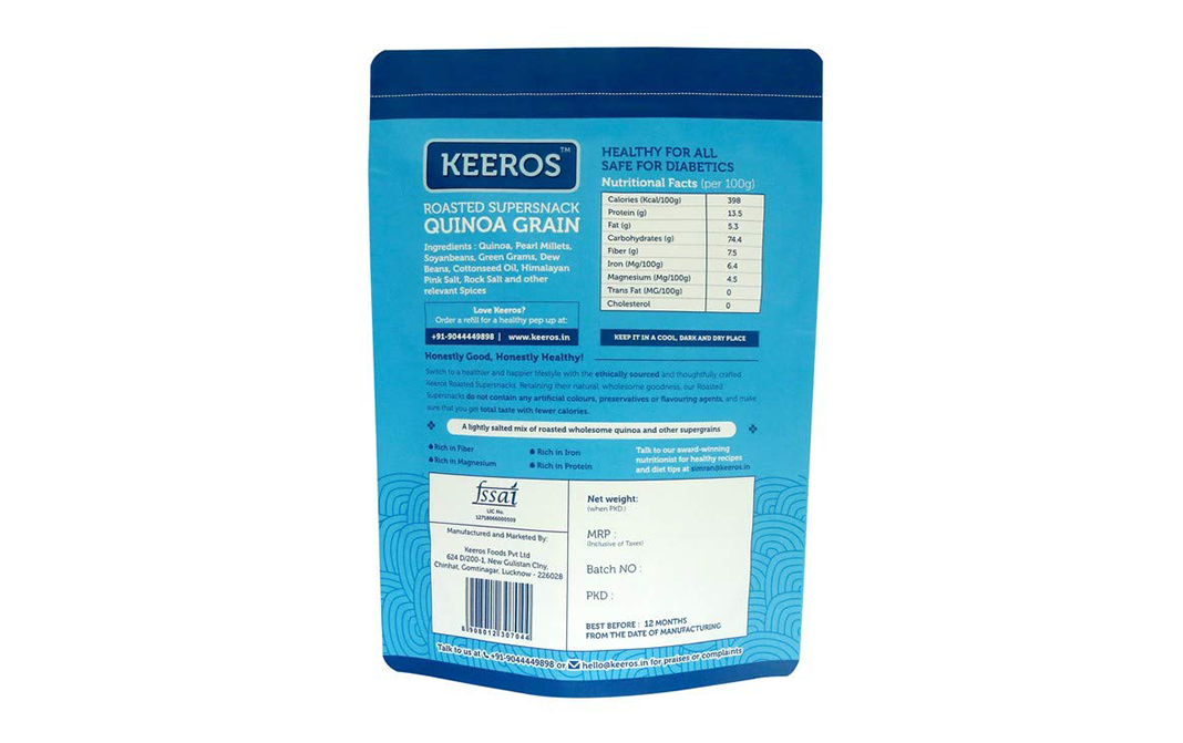 Keeros Roasted Supersnack Quinoa Grain   Pack  250 grams